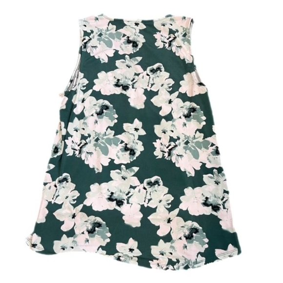 White House Black Market Floral Sleeveless Surplice Faux Wrap Hi Lo Green/White - Picture 4 of 7